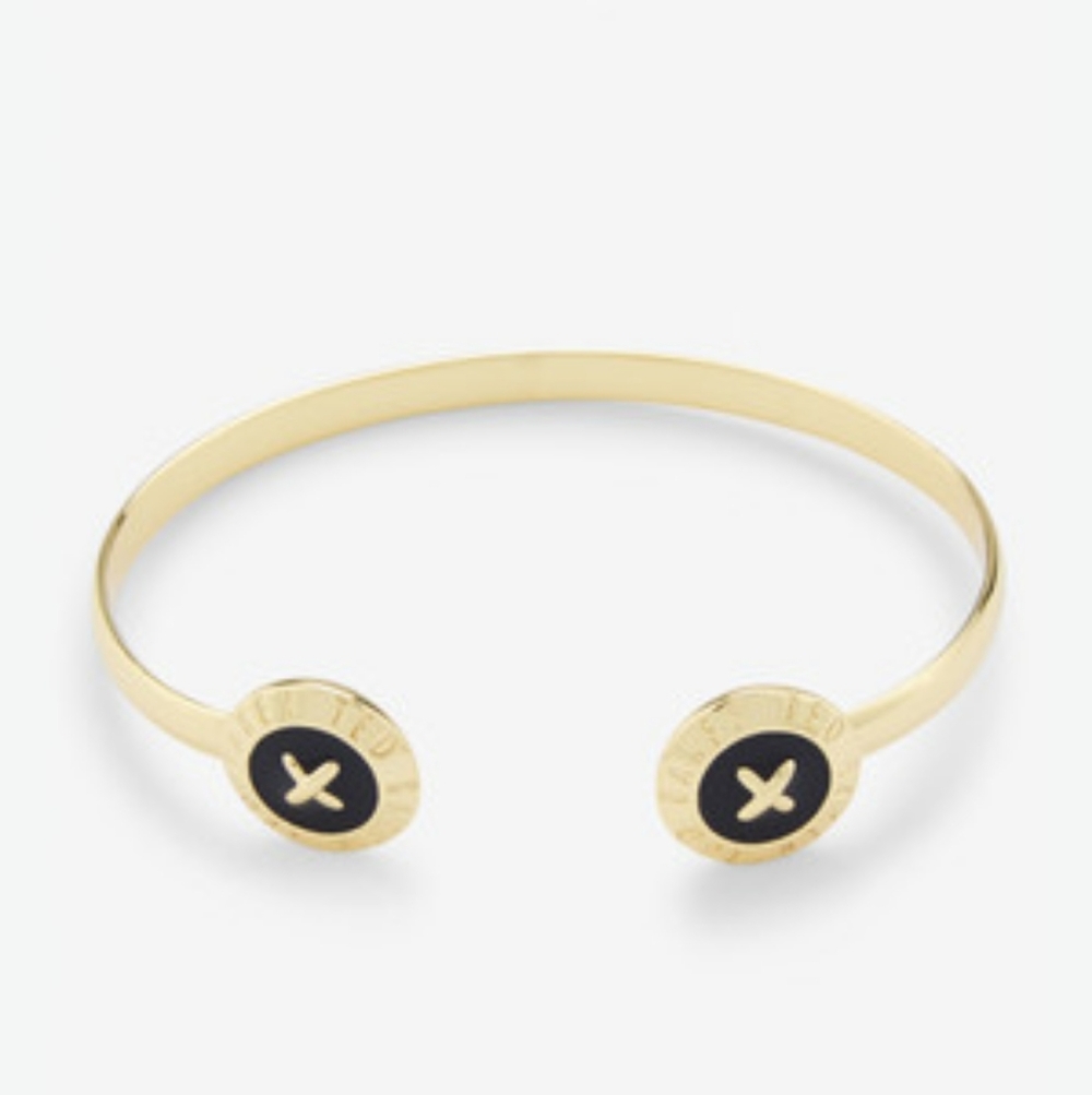 Ted Baker Eida GOLD Finish BLACK Enamel Cuff